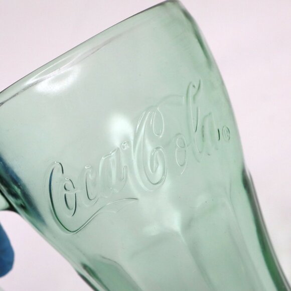 Coke Coca Cola Green Libbey Glass Heavy Drink Glasses Cups Mug - Picture 3 of 5